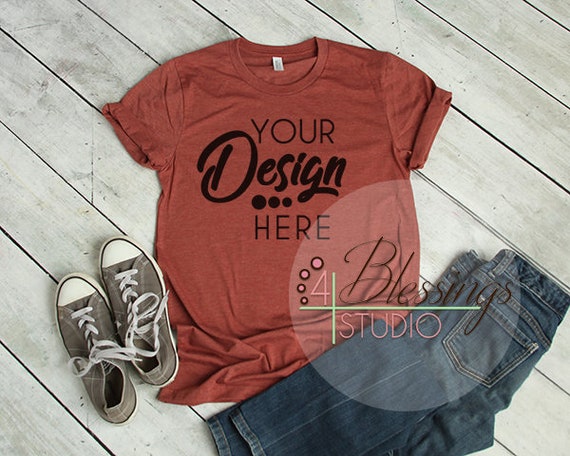 Heather Clay Bella Canvas Mockup Tshirt Mockup 3001 Unisex Etsy