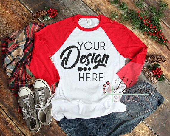 Raglan Christmas Tshirt Mockup Autumn Shirt Flat Lay Winter Etsy