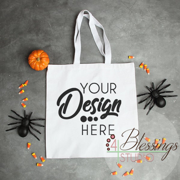 Halloween Tote Bag Mockup Trick o Treat Bag Mock Up Blank Canvas Tote Mockup White Tote Mock Up Blank Tote Bolso Photo Shopping Bag Mockup