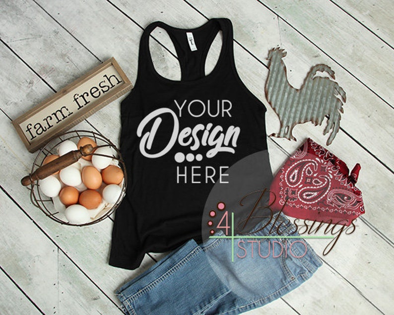 Download Black Tank Top Country Farm Flat Lay Next Level Mockup 1533 | Etsy