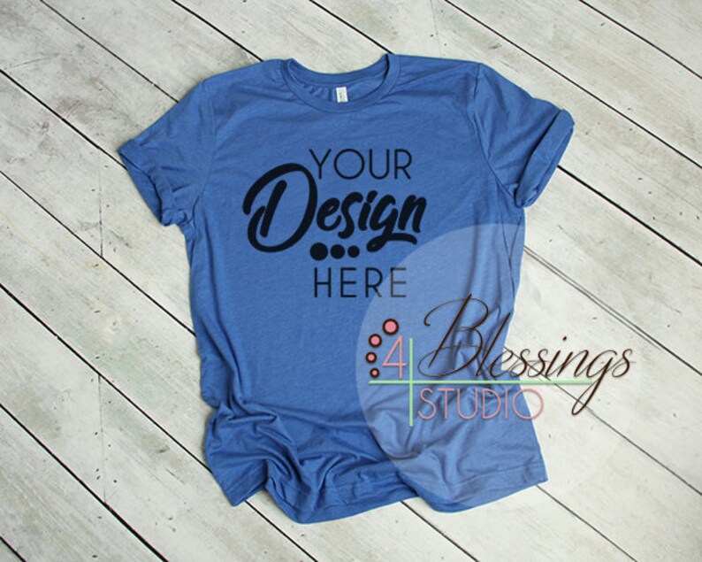 Download Heather True Royal Bella Canvas Mockup Tshirt Mockup 3001 ...