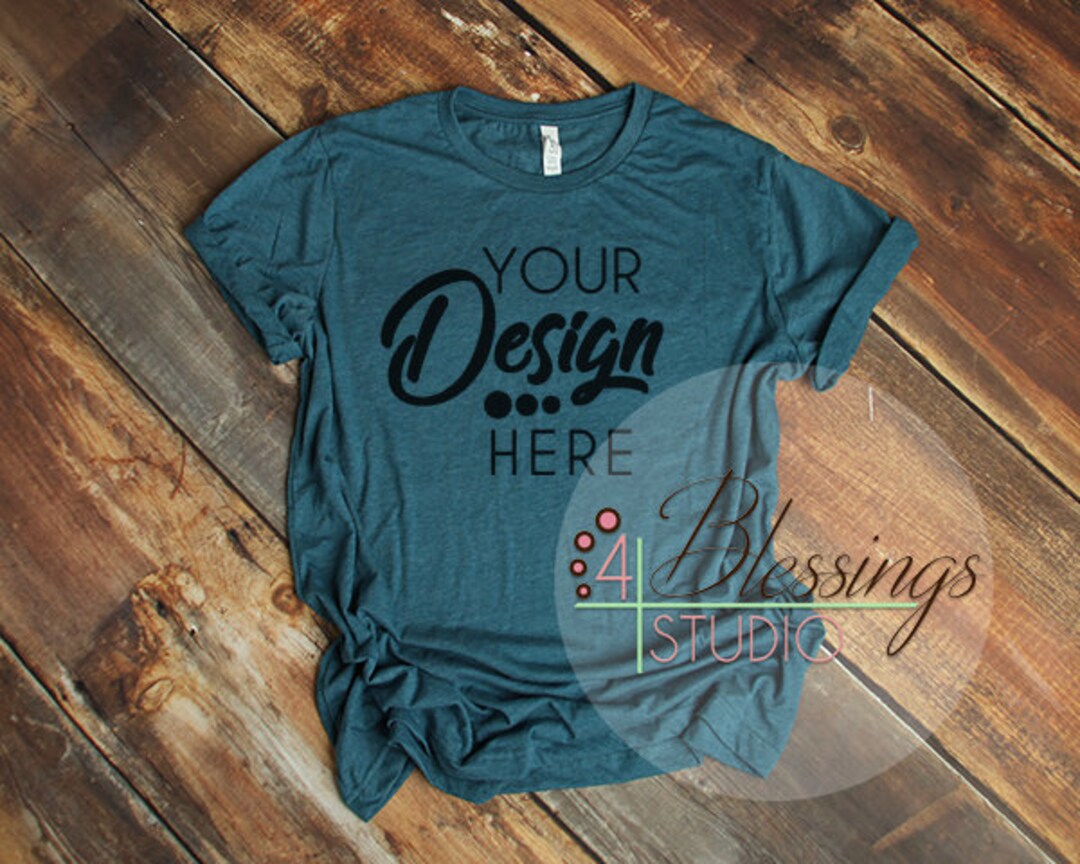 Heather Deep Teal Tshirt Bella Canvas Mockup 3001 Unisex Shirt T Shirt ...
