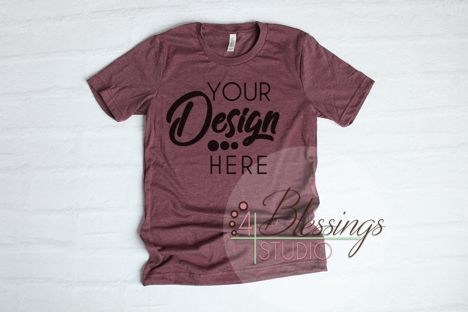 Download Heather Maroon T Shirt Bella Canvas Mockup 3001 Unisex ...