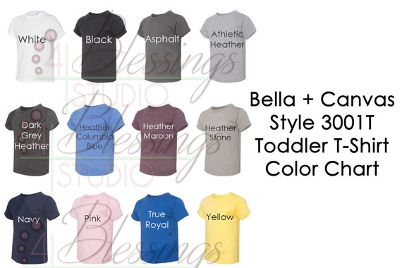 Bella T Shirt Color Chart