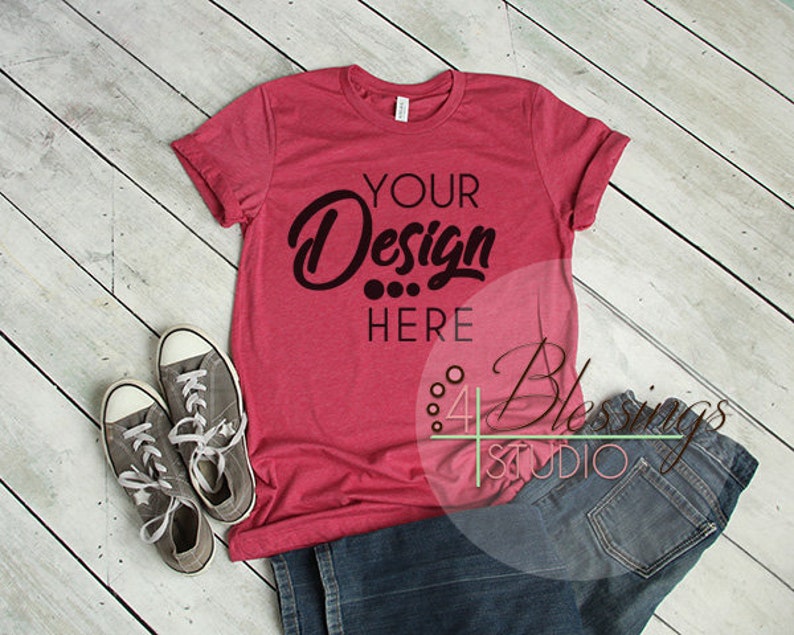 Download Heather Raspberry Bella Canvas Mockup Tshirt Mockup 3001 ...