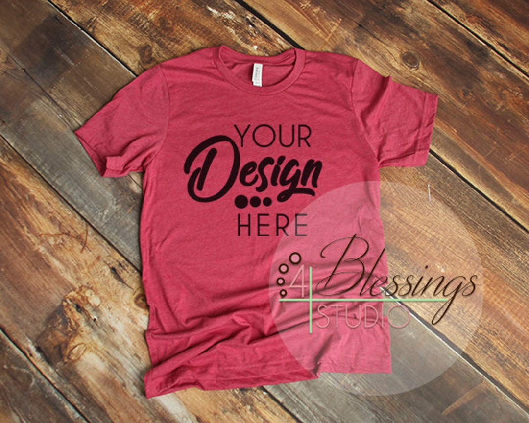 Heather Raspberry T Shirt Bella Canvas Mockup 3001 Raspberry Unisex ...