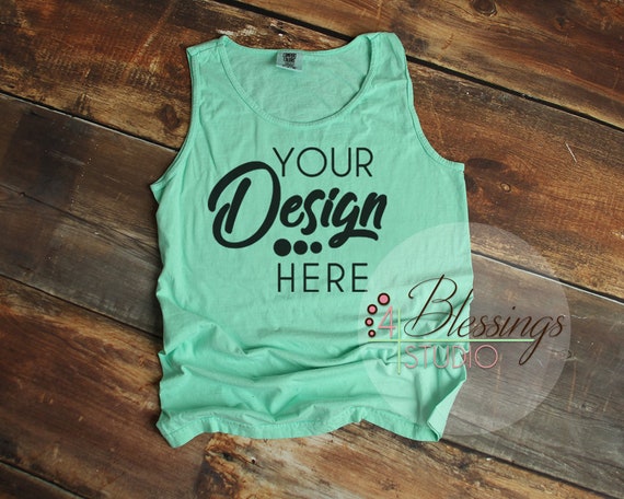 Tank Top Mockup Unisex Comfort Colors 9360 Island Reef Aqua Etsy