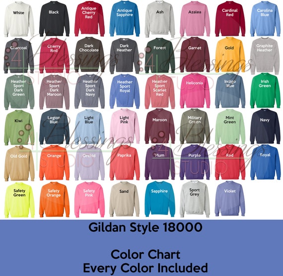 Gildan T Shirt Color Chart
