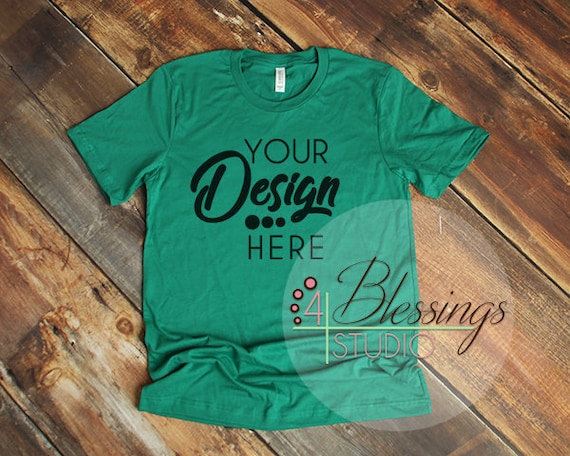 Front and Back Kelly Green T-shirt Mockup, Kelly Green Gildan T