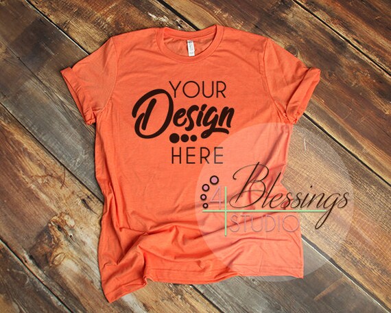 Heather Orange Bella Canvas Mockup Tshirt Mockup 3001 Unisex Etsy