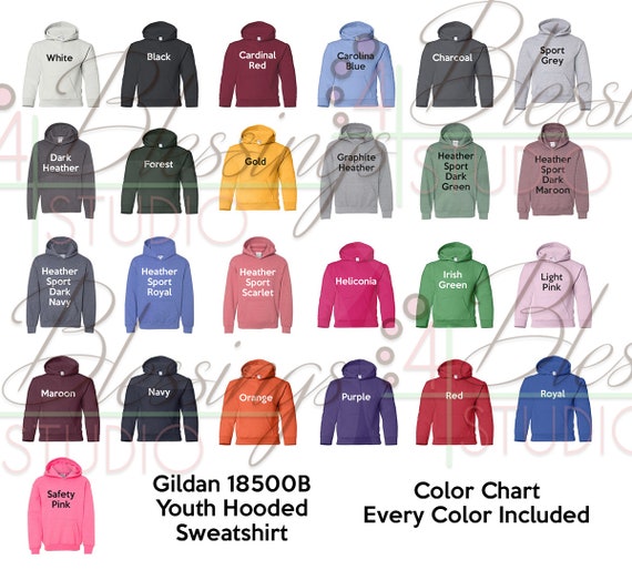 Gildan Hoodie Color Chart