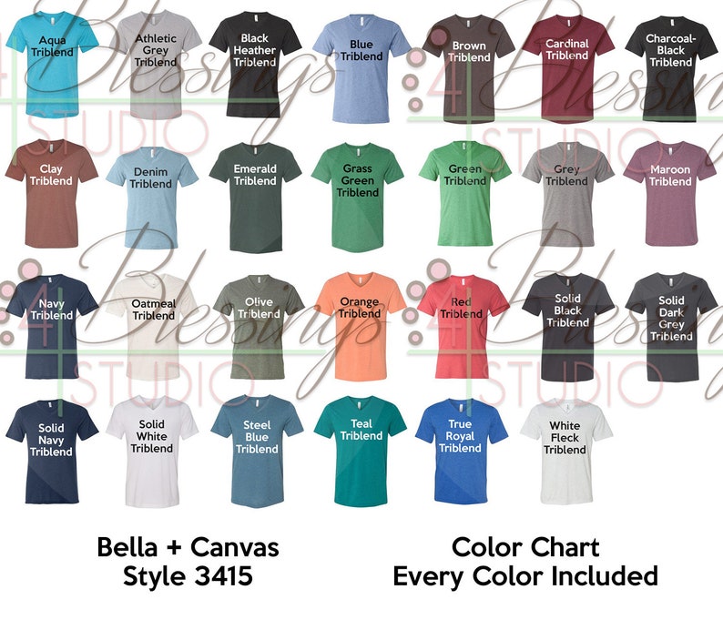 Download Bella Canvas 3415 Color Chart Every Color Digital File Shirt | Etsy