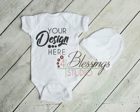 Blank Bodysuit Baby Cap Mockup Rabbit Skins Blank White Baby Etsy