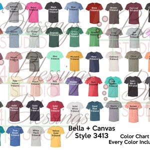 Bella Canvas 3413 Color Chart Every Color Digital File Shirt Color ...