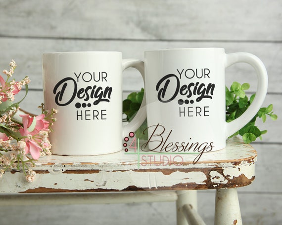 Two Mugs Mockup Coffee Mug Mock Ups Styled Photo 2 Blank Mug Etsy