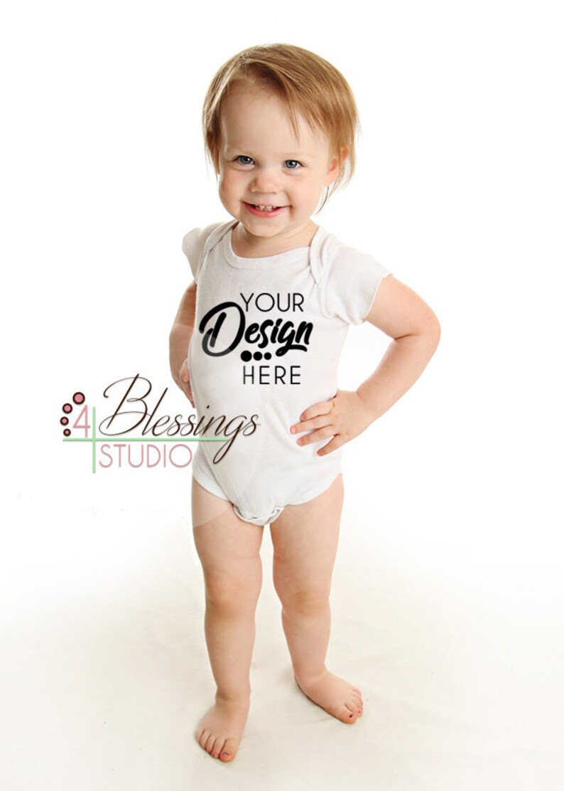 Download Blank White Baby Bodysuit Shirt Mockup Modeled By Toddler Etsy