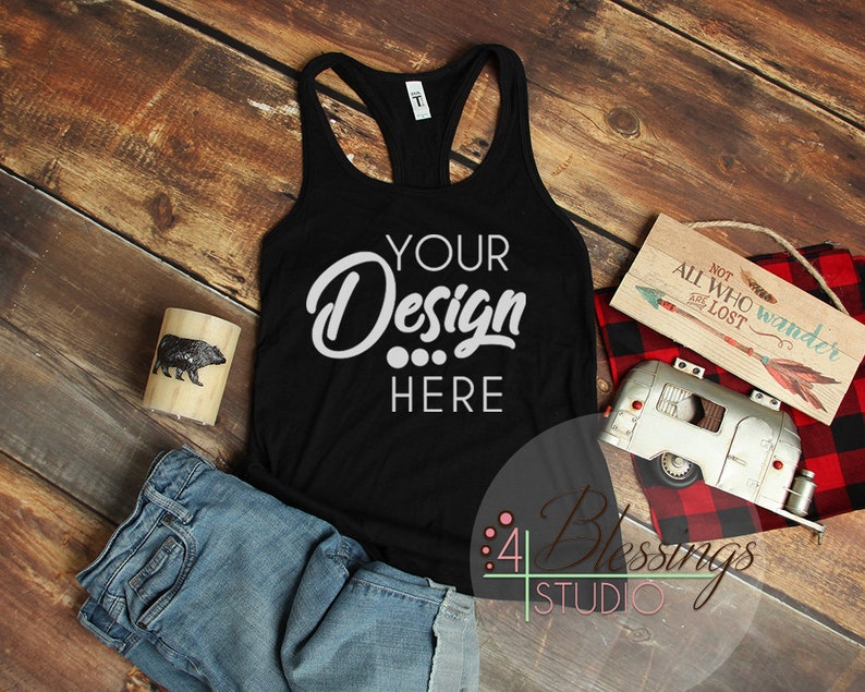 Download Camping Mockup Black Next Level 1533 Racerback Tank Top Mockup | Etsy