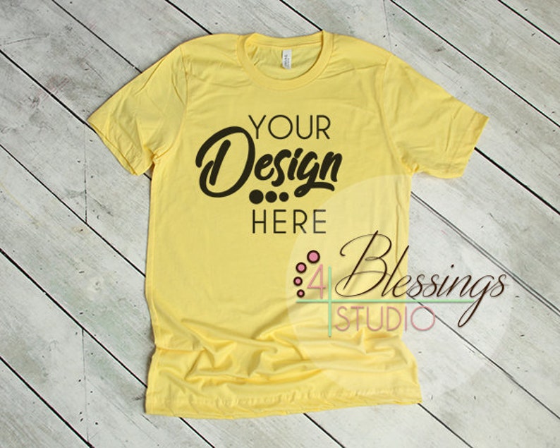 Download Yellow T Shirt Bella Canvas Mockup 3001 Yellow Unisex ...