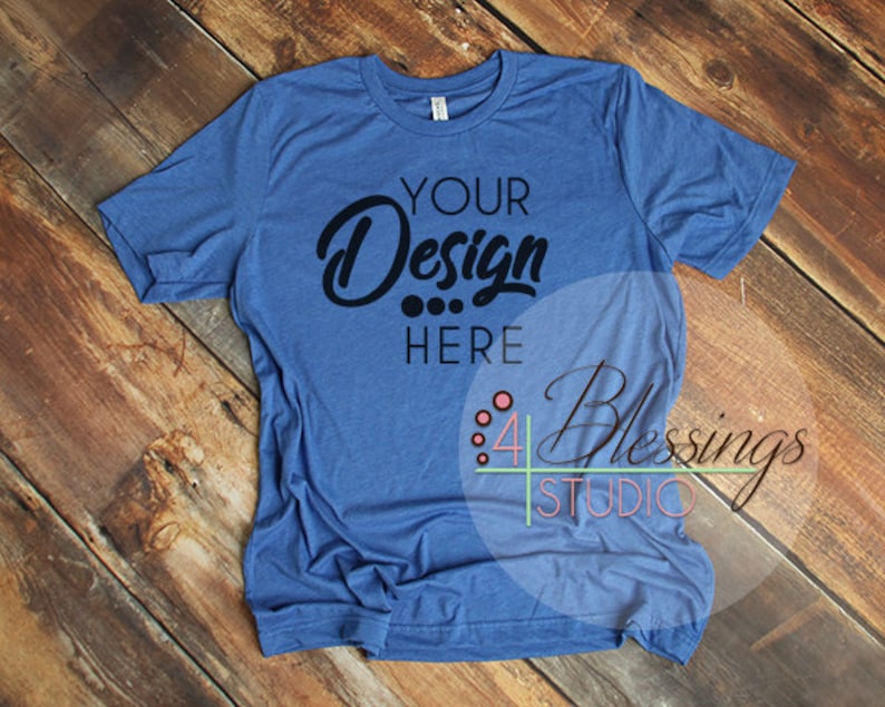Download Heather True Royal Blue T Shirt Bella Canvas Mockup 3001 Royal | Etsy