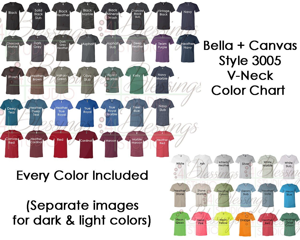 etsy mockup t shirt File Every Color 3005 Canvas  Chart Color Bella Mockup Digital Etsy