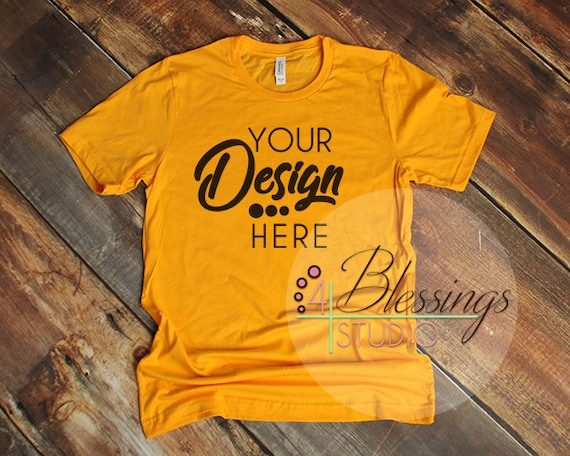 Gold T Shirt Bella Canvas Mockup 3001 Gold Unisex Shirt Gold T Etsy