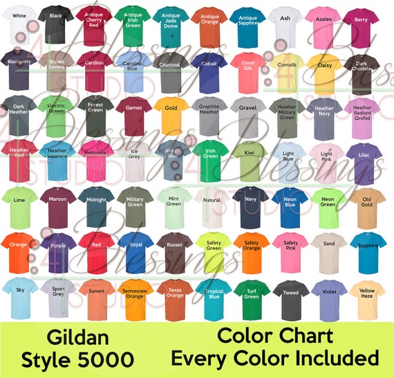 2018 Gildan Color Chart