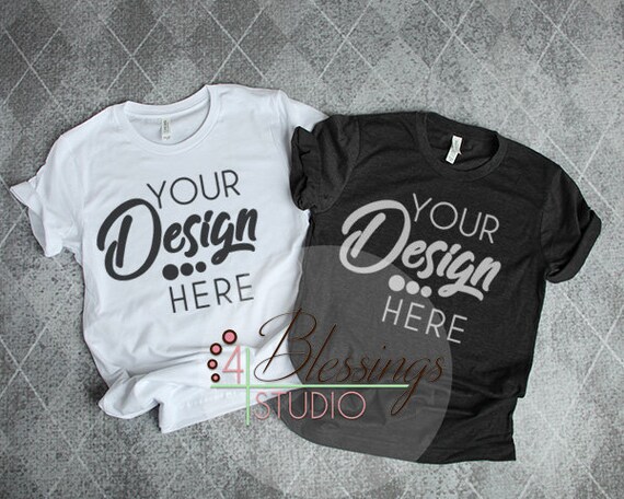 Tshirt Bella Canvas Mockup 3001 Unisex Shirt White And Dark Etsy