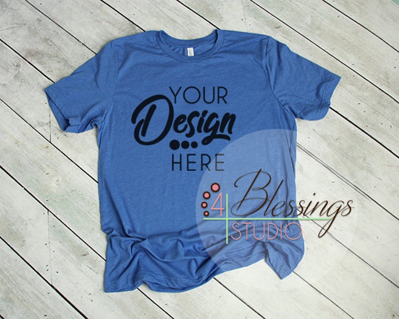 Download Heather True Royal Blue T Shirt Bella Canvas Mockup 3001 ...