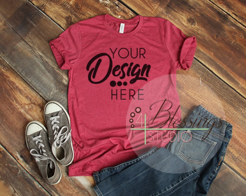 Heather Raspberry Bella Canvas Mockup Tshirt Mockup 3001