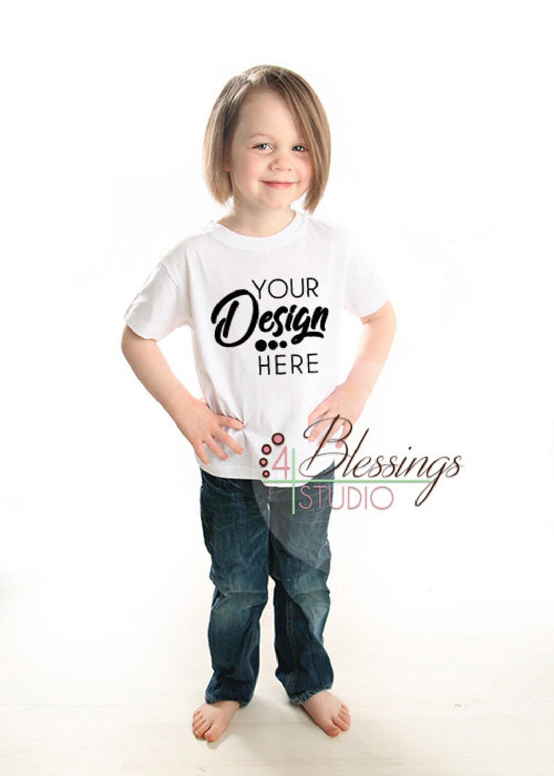 Blank White Toddler Girl Shirt Mockup Modeled Toddler T Etsy