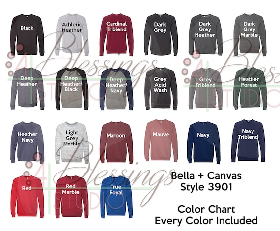 Bella Canvas Triblend Color Chart