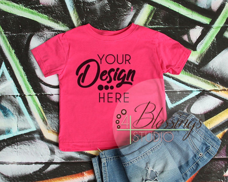 Download Blank Bright Pink Kids T Shirt Mockup Pink Shirt Mockup | Etsy