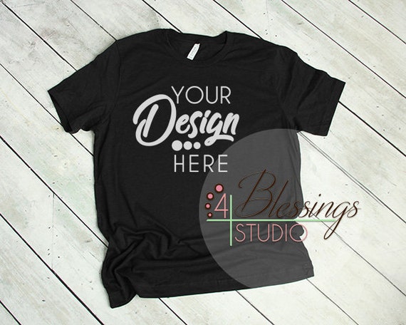 Heather Black T Shirt Bella Canvas Mockup 3001 Heather Black Etsy