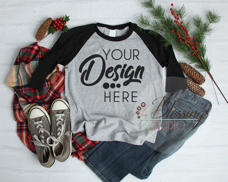 Download Raglan Christmas TShirt Mockup Winter Shirt Flat Lay Winter | Etsy