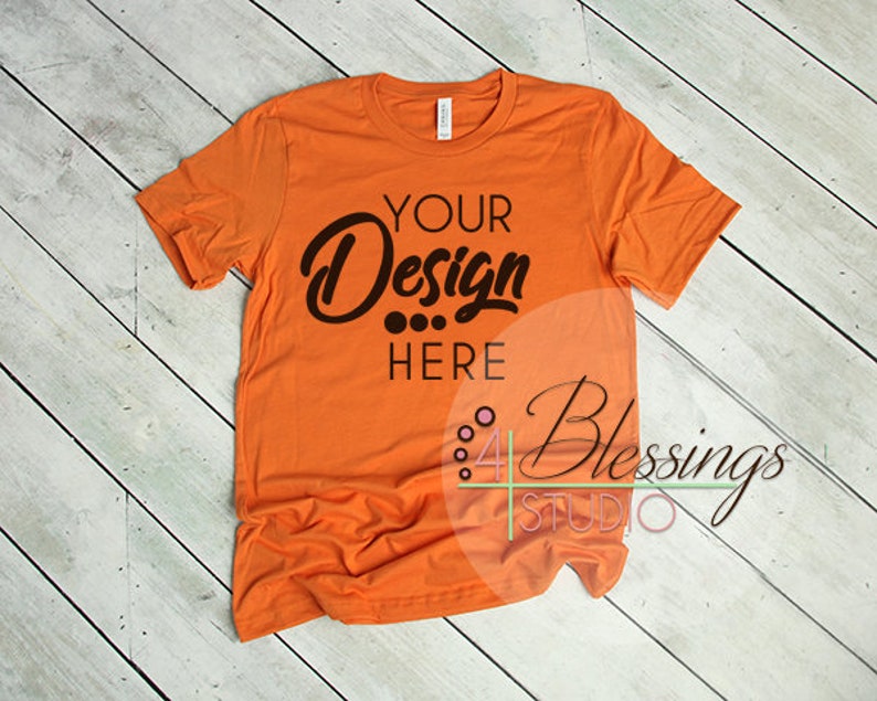 Download Orange T Shirt Bella Canvas Mockup 3001 Burnt Orange ...