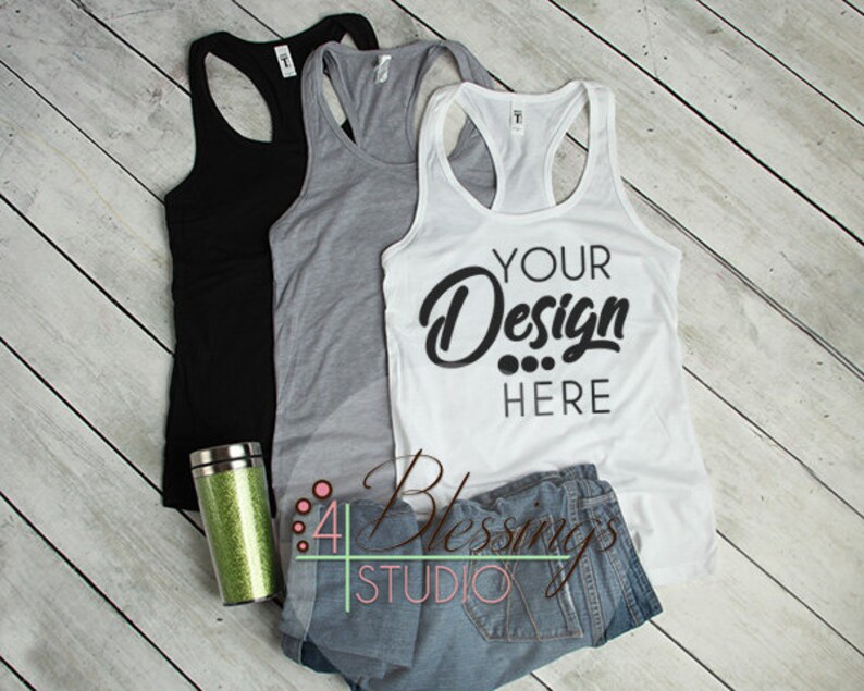 Download Womens Tank Top Mockup Next Level 1533 White Black Gray | Etsy