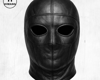 Handmade Black Leather Full Face Mask – Cosplay, Gothic Fashion
