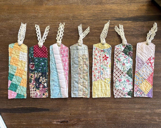 Vintage Quilt Bookmarks with Lace, Spring/Summer Reads