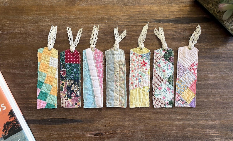 Vintage Quilt Bookmarks With Lace, Spring/summer Reads - Etsy