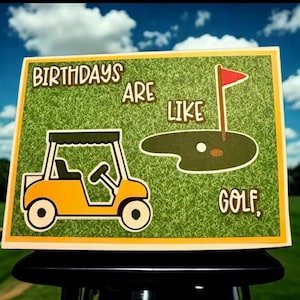 Happy Birthday Golf Pop Up Stadium Wave Card