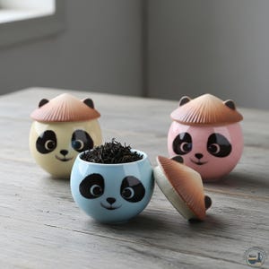 Handgjord keramisk panda-teburk, kinesisk köksburk, present till henne