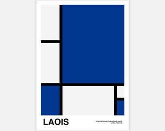 Laois - Composição de cores irlandesa moderna (série GAA) - pôster irlandês minimalista estilo Mondrian
