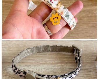 Collier chat anti‑étranglement personnalisable – 2 coloris – Médaille gravée (2 modèles au choix) – Taille L 20‑32 cm