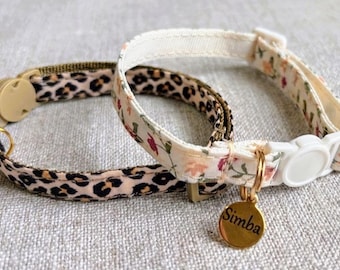 Collier chat anti‑étranglement personnalisable – 2 coloris – Médaille gravée – Taille L 20‑32 cm