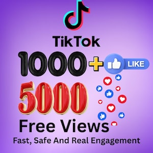 1 000 mentions J&#39;aime TikTok + 5 000 vues | Stimulation de la croissance organique | J&#39;aime et vues sur TikTok | Livraison rapide et sûre