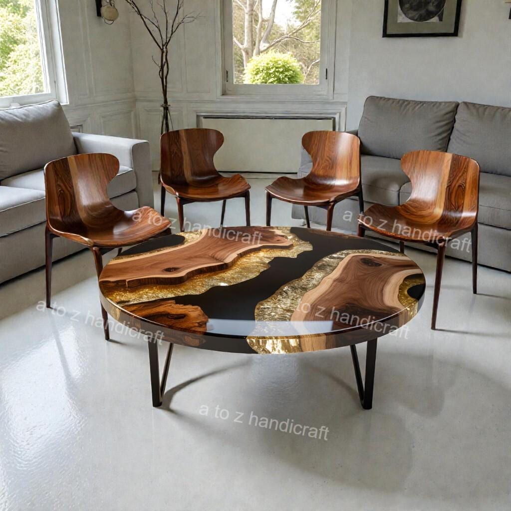 Table ronde époxy, Table basse ronde, Table basse ronde Live Edge, Table ronde en bois avec résine, Table ronde époxy, Plateau rond de table époxy