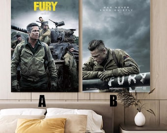 Fury (2014) Movie poster,Frameless canvas posters,Vintage posters,Holiday gift,Room decorations,Christmas gifts