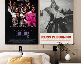 パリは燃えている（1991年）映画ポスター、フレームなしキャンバスポスター、ヴィンテージポスター、ホリデーギフト、部屋の装飾、クリスマスギフト