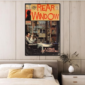Póster de la película clásica "La ventana indiscreta", lienzo sin marco, póster vintage, regalo navideño, decoración de habitaciones, regalos de Navidad.