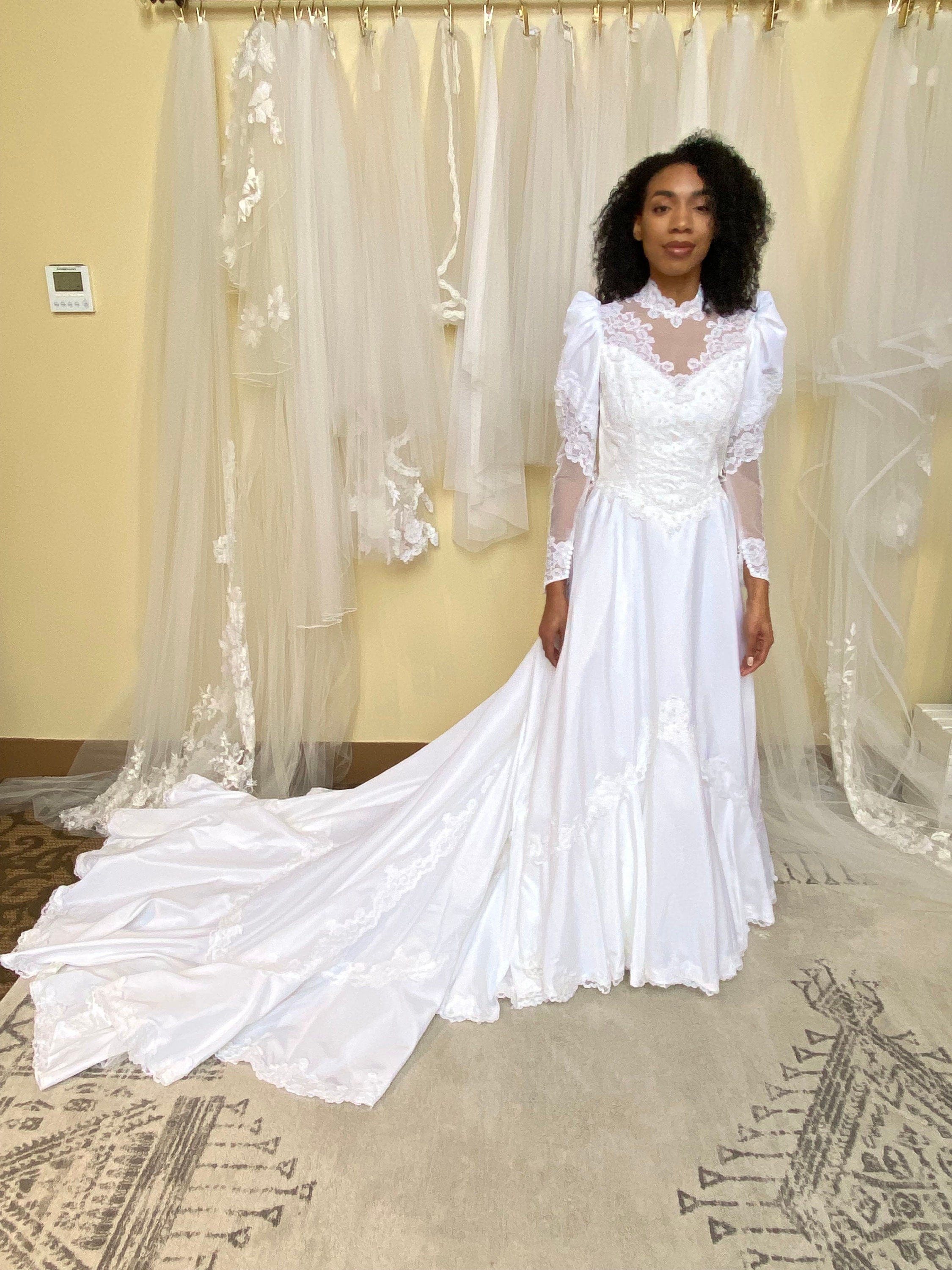 Monica Wedding Dress; 1980's Vintage Prairie Wedding Dress Monica Wedding Dress; 1980's Vintage Prairie Wedding Dress